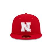 Nebraska New Era 5950 N Logo Flat Bill Fitted Hat